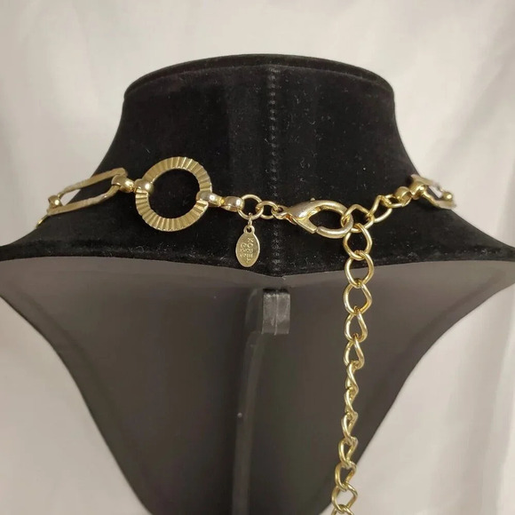 Vintage Korea G&S Gold Tone Statement Necklace Adjustable 27  To 42 inch Length - Picture 6 of 10